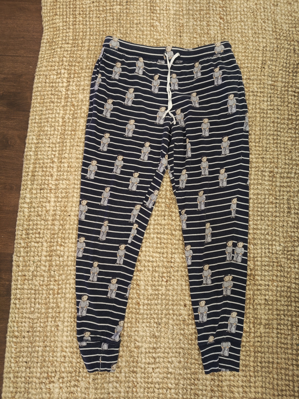 Polo by Ralph Lauren Navy and White Striped Bear-Print Pajama Pants